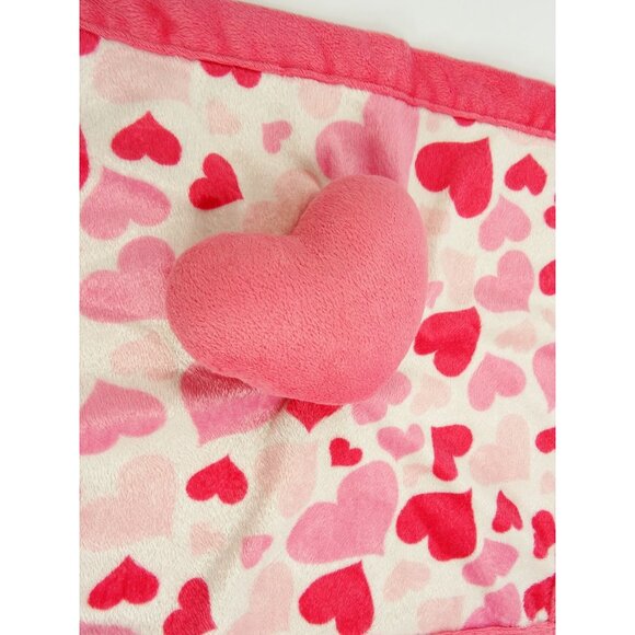 Jesse & Lulu Heart Lovey Pink White Baby Security Blanket 14in x 14in - Picture 3 of 7